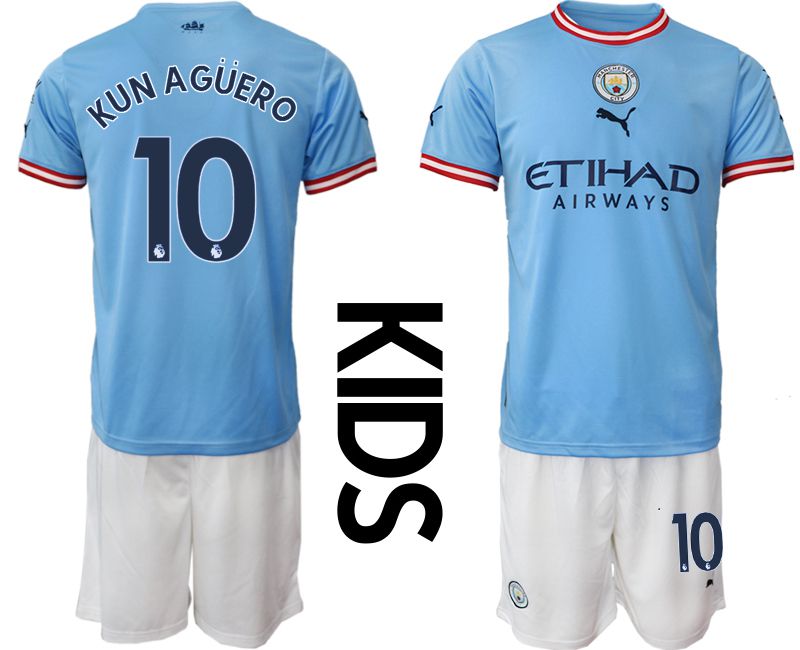 Youth 2022-2023 Club Manchester City home blue 10 Soccer Jerseys